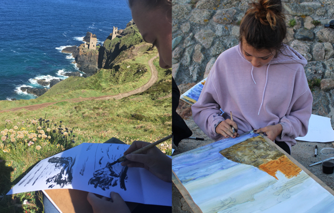 On their recent art trip to Cornwall, Downside School creative Fourth Formers carried out research for their GCSE coursework project - 'Coastal'.