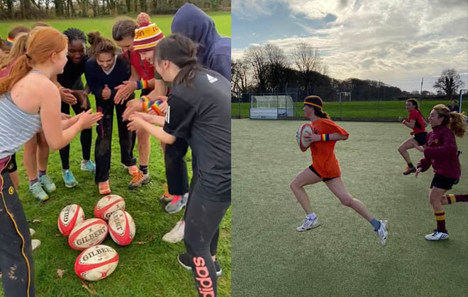 GIRLS' RUGBY AT DOWNSIDE at Downside School
