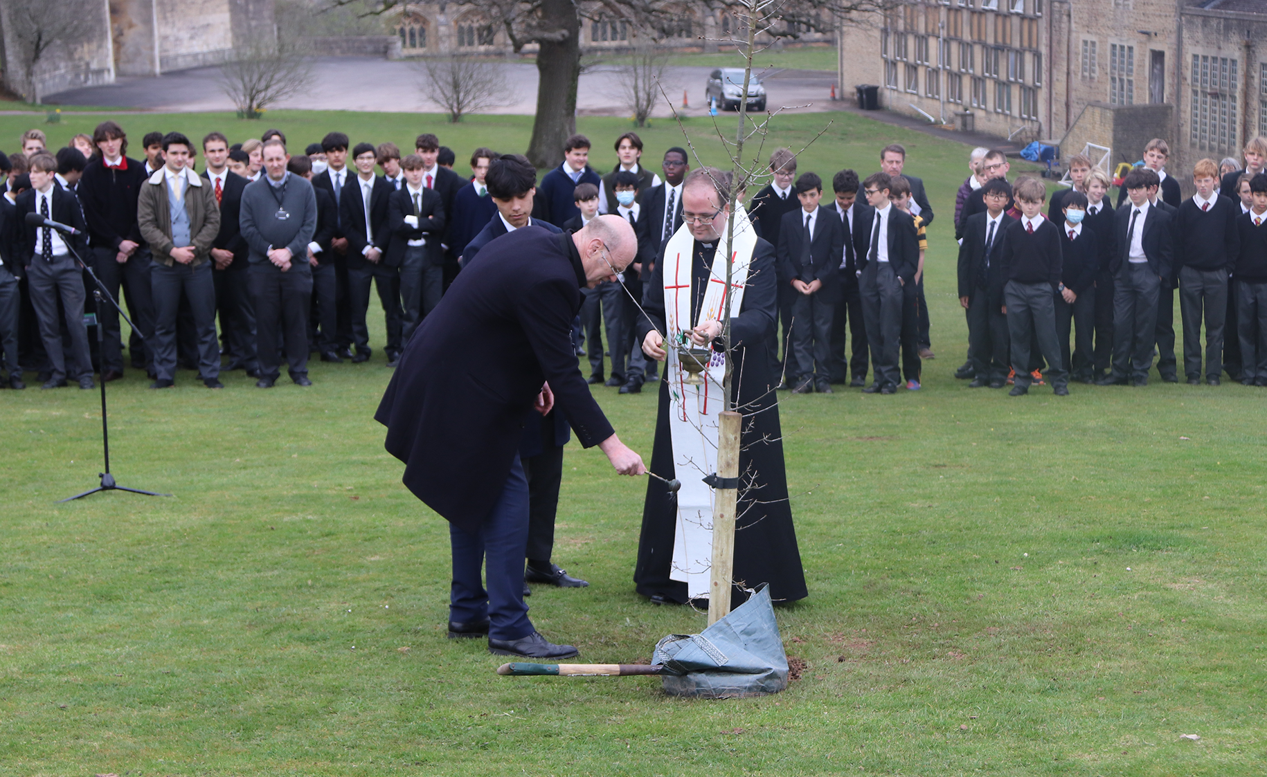 The planting was part of the Queen’s Green Canopy tree-planting scheme (and happened during Downside Schools Tree Week),