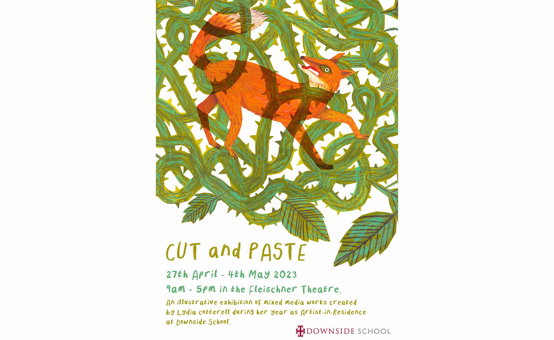 An illustrative exhibition of mixed media works created by Lydia Cotterell during her year as Artist in Residence at Downside School.