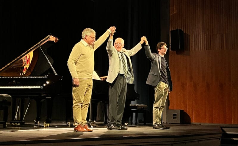 On Monday 6th November, we welcomed Charles Wookey (R75) and Philip Fowke (B67), back to Downside School alongside Michael Bevan, grandson of Roger Bevan, who served as the Music Director at the School for over 30 years.
