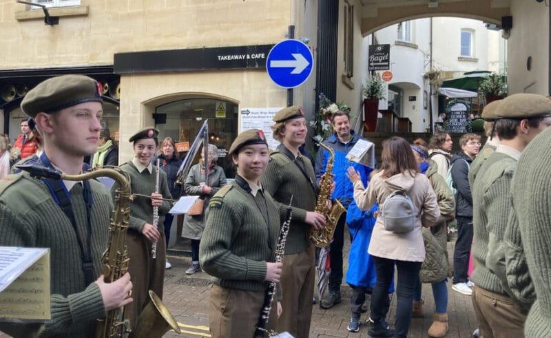 We were very proud that the Downside School Band was asked to lead the Bath Remembrance Day parade on Sunday (accompanied by Owain Daley (R21) on the bagpipes).