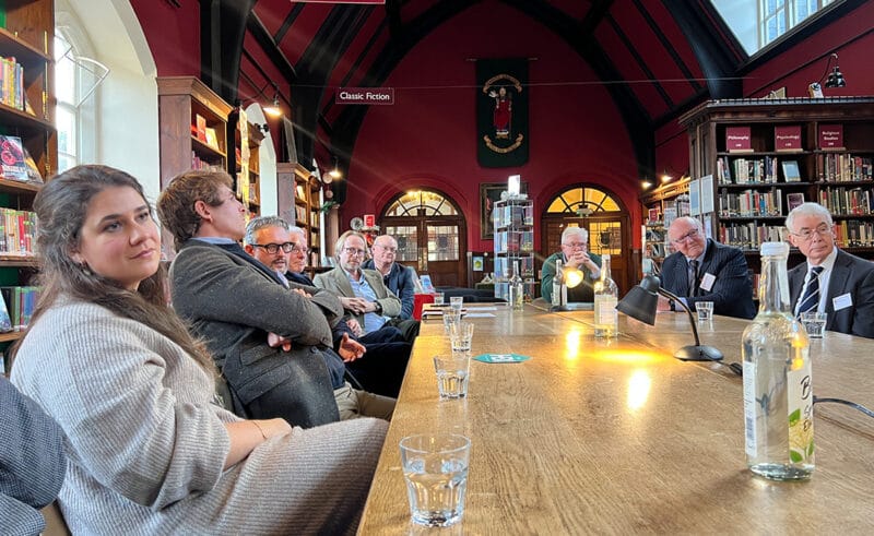 The Petre Library was the perfect setting for the inaugural themed Business Lunch at Downside School on Thursday 14th December.