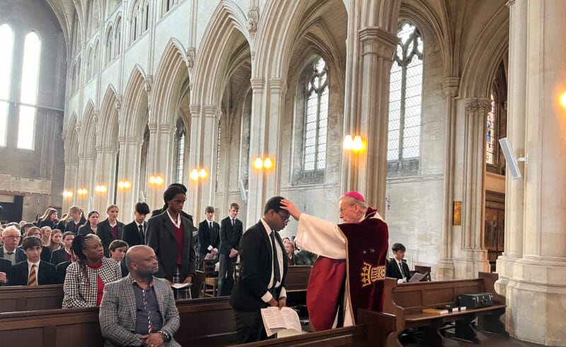 On Friday 3rd May, Bishop Declan visited Downside School for the final time to celebrate the Sacrament of Confirmation with our pupils.