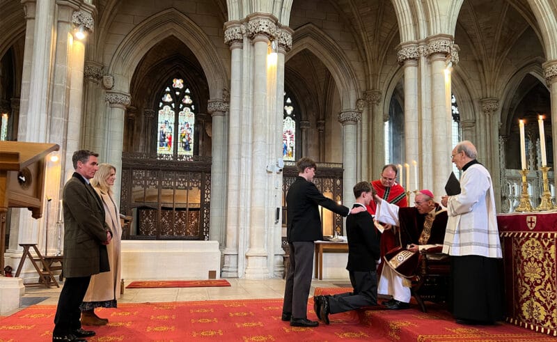 On Friday 3rd May, Bishop Declan visited Downside School for the final time to celebrate the Sacrament of Confirmation with our pupils.