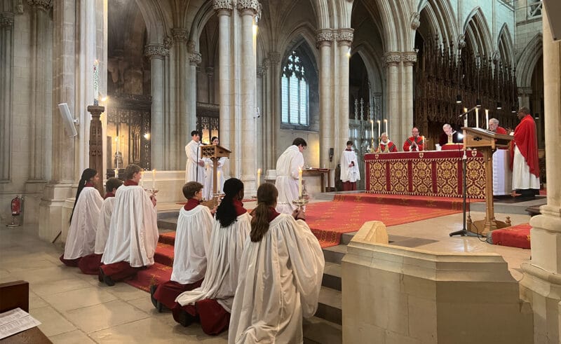 On Friday 3rd May, Bishop Declan visited Downside School for the final time to celebrate the Sacrament of Confirmation with our pupils.