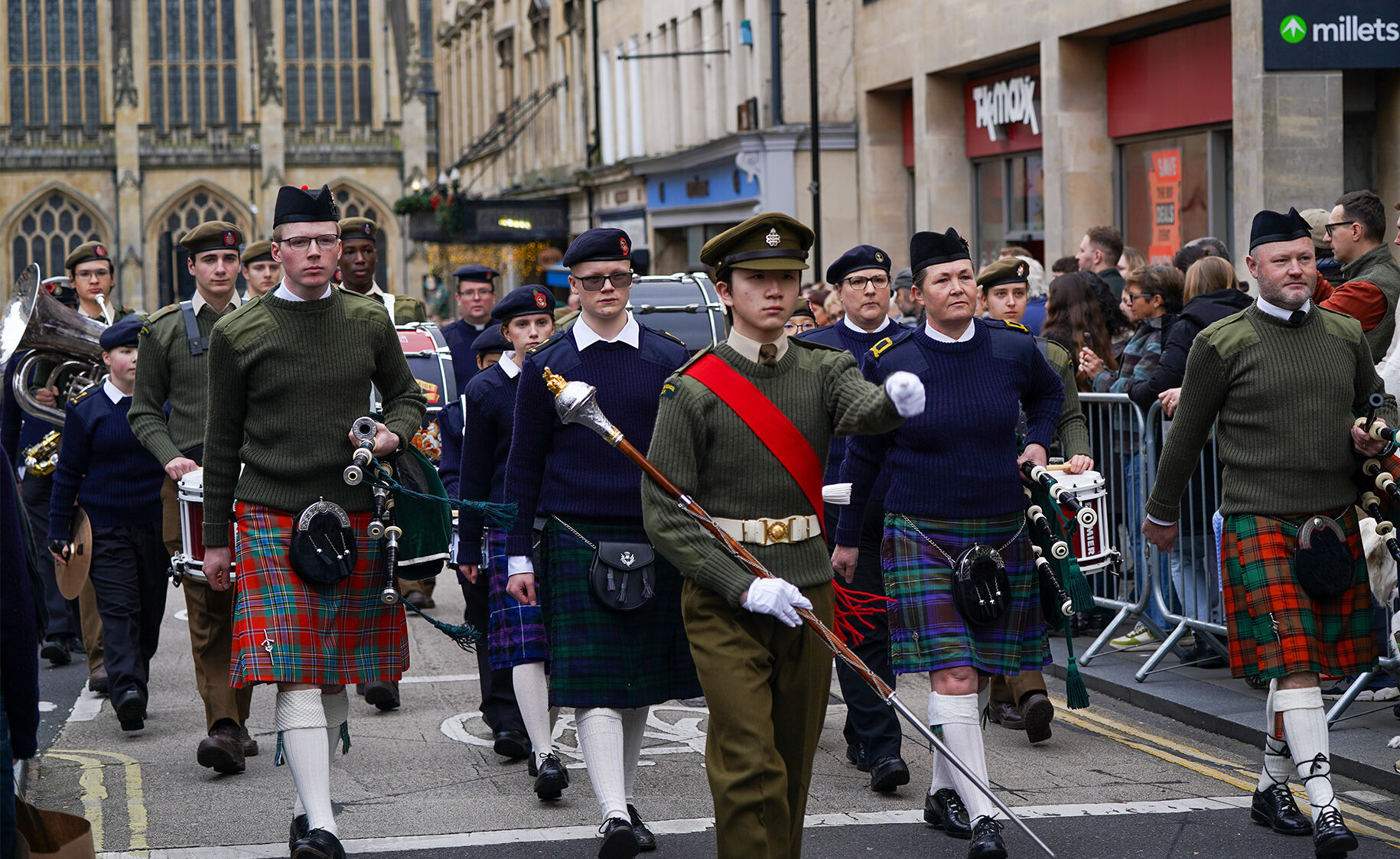 On Sunday 10th November the Downside School CCF Band along with the Pipes and Drums had the honour of leading the Bath Remembrance Parade.